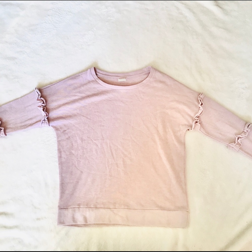 Pink Ruffled Sweater Shirt